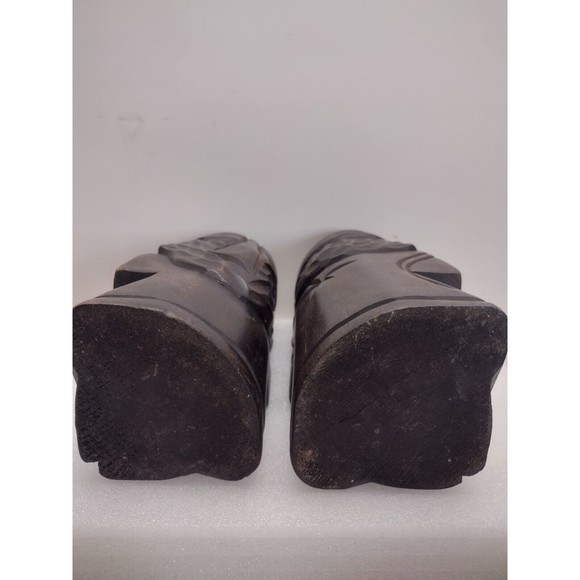 VINTAGE JAPANESE HOKKAIDO AINU CARVED STATUES MAN & WOMAN 7" TALL FOLK ART - Picture 11 of 13